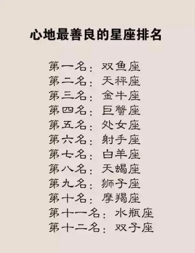 什么星座最善良（十二星座善良排名）