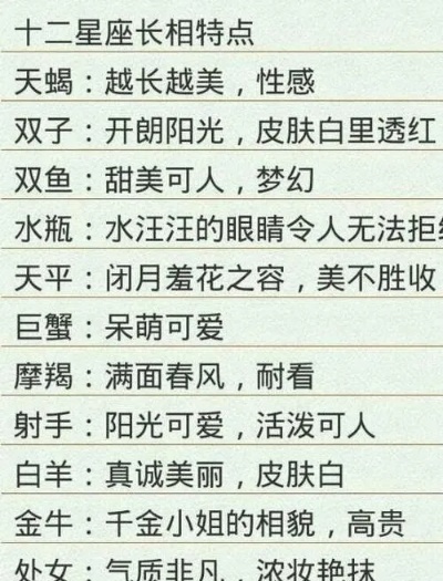 十二星座长相特征大揭秘，十二星座的外貌特点详解