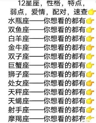 十二星座象征个性特点,十二星座性格分析及爱情匹配