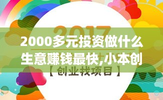 2000多元投资做什么生意赚钱最快,小本创业项目推荐