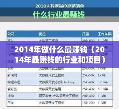2014年做什么最赚钱（2014年最赚钱的行业和项目）