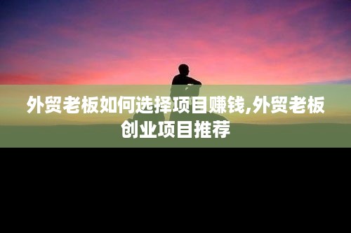 外贸老板如何选择项目赚钱,外贸老板创业项目推荐
