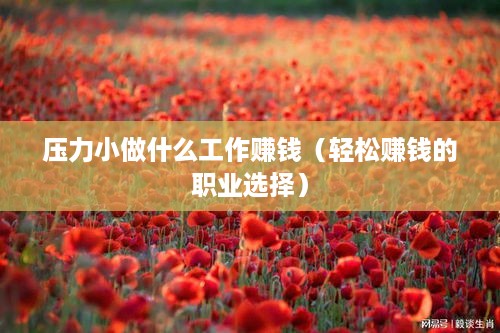 压力小做什么工作赚钱（轻松赚钱的职业选择）