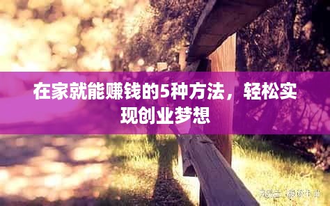 在家就能赚钱的5种方法，轻松实现创业梦想