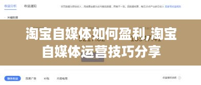 淘宝自媒体如何盈利,淘宝自媒体运营技巧分享