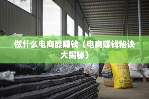 做什么电商最赚钱（电商赚钱秘诀大揭秘）