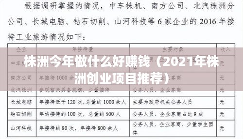 株洲今年做什么好赚钱（2021年株洲创业项目推荐）