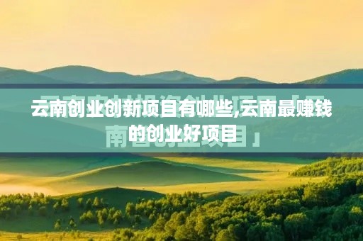 云南创业创新项目有哪些,云南最赚钱的创业好项目