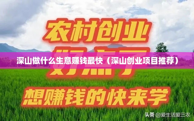 深山做什么生意赚钱最快（深山创业项目推荐）