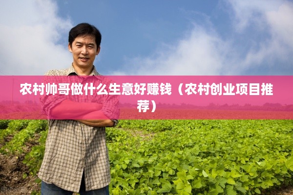 农村帅哥做什么生意好赚钱（农村创业项目推荐）