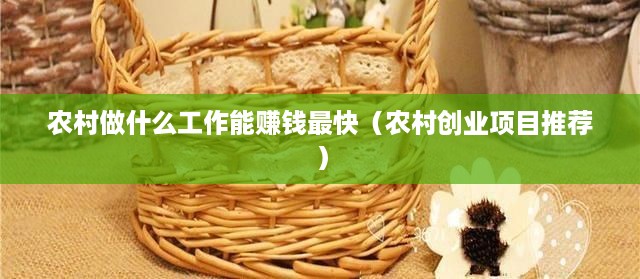 农村做什么工作能赚钱最快（农村创业项目推荐）