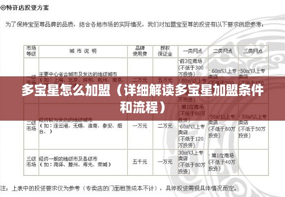多宝星怎么加盟（详细解读多宝星加盟条件和流程）