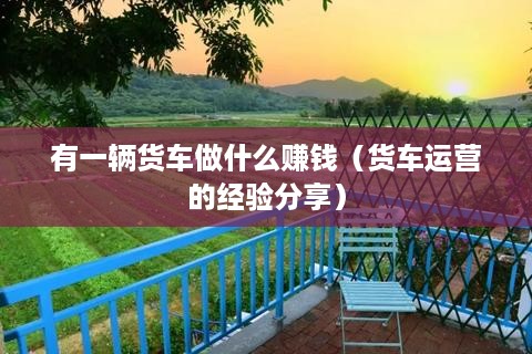 有一辆货车做什么赚钱（货车运营的经验分享）