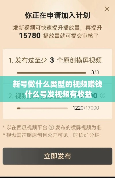 新号做什么类型的视频赚钱 什么号发视频有收益