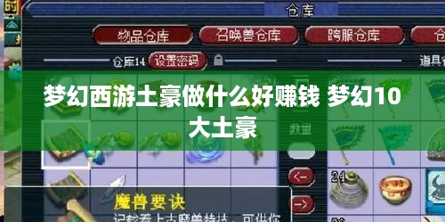 梦幻西游土豪做什么好赚钱 梦幻10大土豪