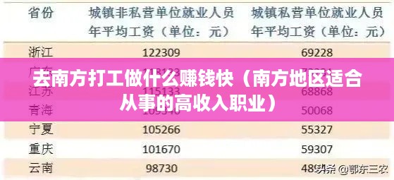 去南方打工做什么赚钱快（南方地区适合从事的高收入职业）