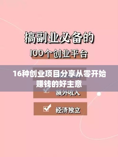 16种创业项目分享从零开始赚钱的好主意