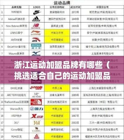 浙江运动加盟品牌有哪些（挑选适合自己的运动加盟品牌）