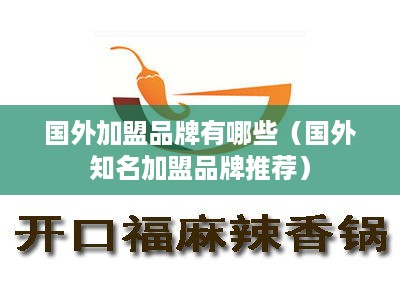 国外加盟品牌有哪些（国外知名加盟品牌推荐）