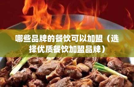哪些品牌的餐饮可以加盟（选择优质餐饮加盟品牌）