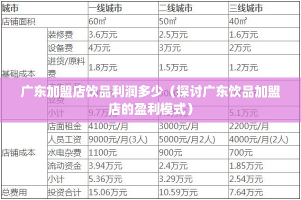 广东加盟店饮品利润多少（探讨广东饮品加盟店的盈利模式）