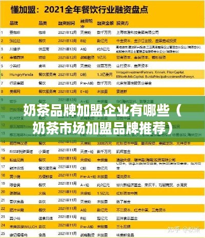 奶茶品牌加盟企业有哪些（奶茶市场加盟品牌推荐）
