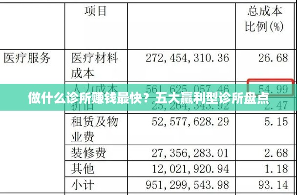 做什么诊所赚钱最快？五大赢利型诊所盘点