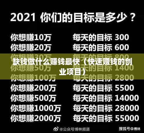 缺钱做什么赚钱最快（快速赚钱的创业项目）
