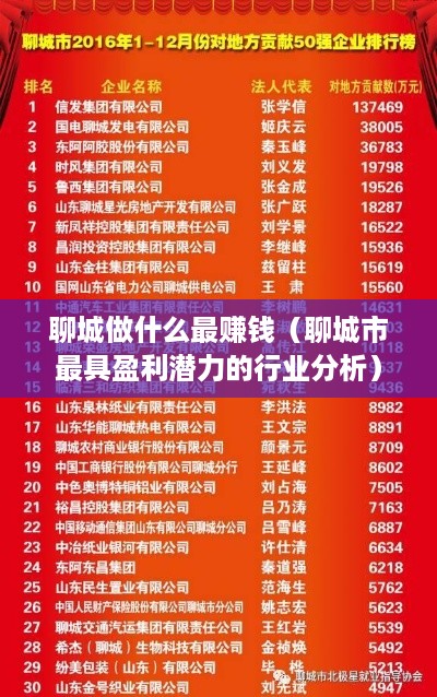 聊城做什么最赚钱（聊城市最具盈利潜力的行业分析）