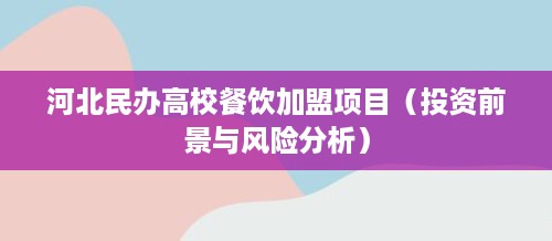 河北民办高校餐饮加盟项目（投资前景与风险分析）