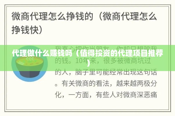 代理做什么赚钱吗（值得投资的代理项目推荐）