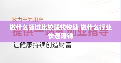 做什么领域比较赚钱快速 做什么行业快速赚钱