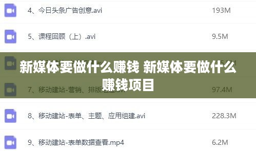 新媒体要做什么赚钱 新媒体要做什么赚钱项目