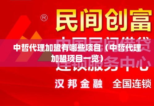 中哲代理加盟有哪些项目（中哲代理加盟项目一览）