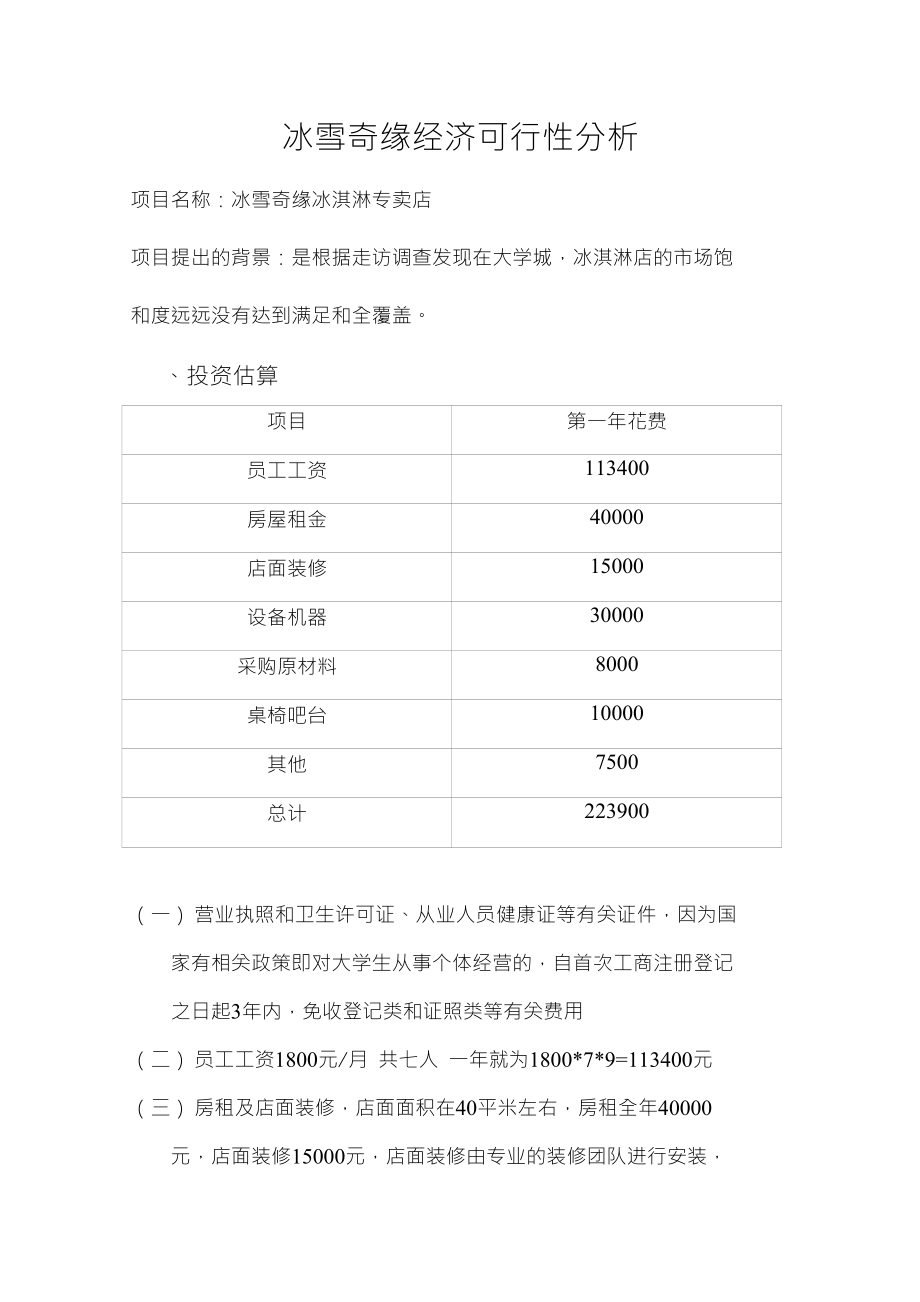 冷饮加盟连锁店项目可行性研究报告