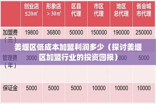 无锡低成本加盟项目排名
