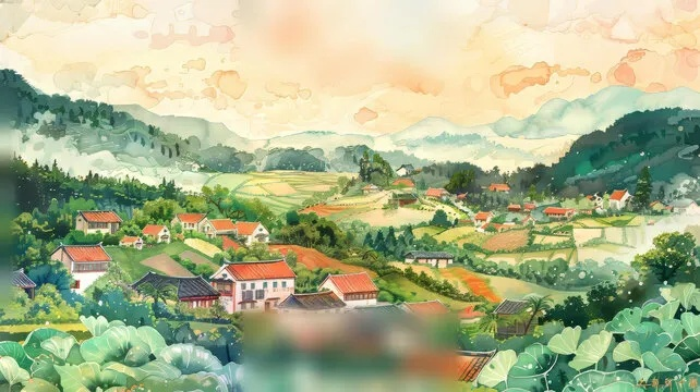 乡村画卷，如何绘制一幅美丽的乡村风景画