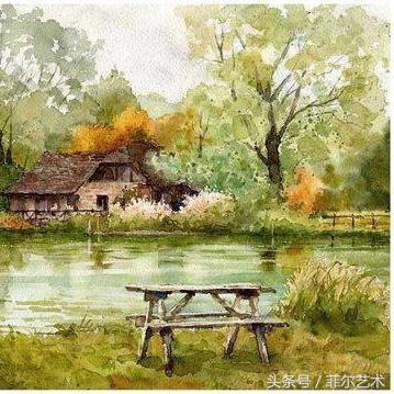水粉画乡村风景，捕捉田园诗意的一抹色彩