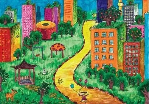 城市和乡村的奇妙画笔，三年级学生如何画出心中的世界