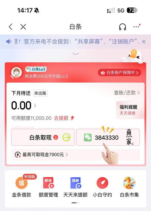 提取京东白条怎么提现