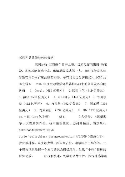 医药品牌构建，策略、案例与应用