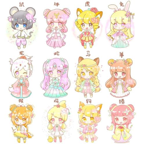 十二星座q版少女简笔画 12星座卡通简笔画 少女 q版