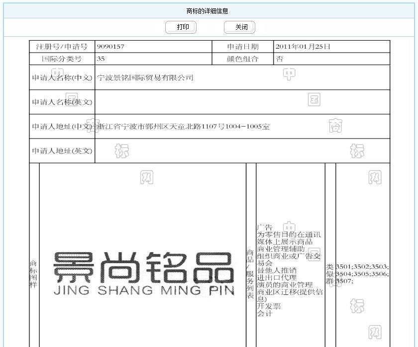 35类商标明细 35类商标名称大全