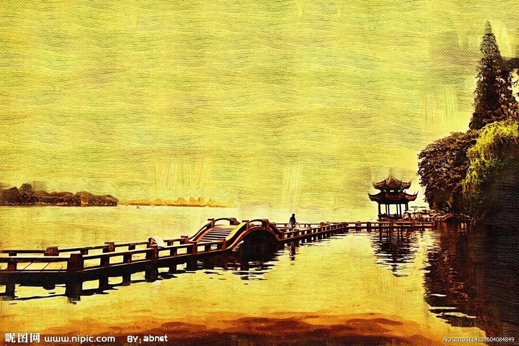 西湖水彩画 西湖水彩画画法