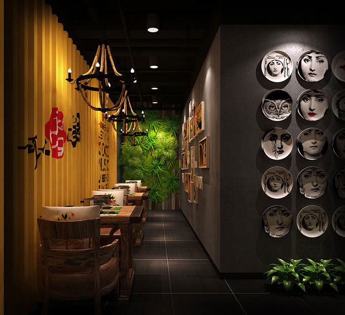 西安火锅店装修 西安火锅店装修灯笼效果图