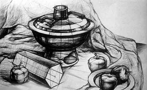 火锅素描 火锅素描画素材