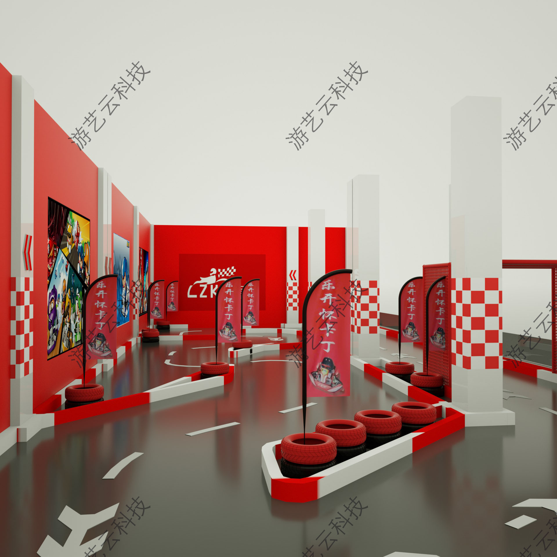 儿童卡丁车室内装饰画 