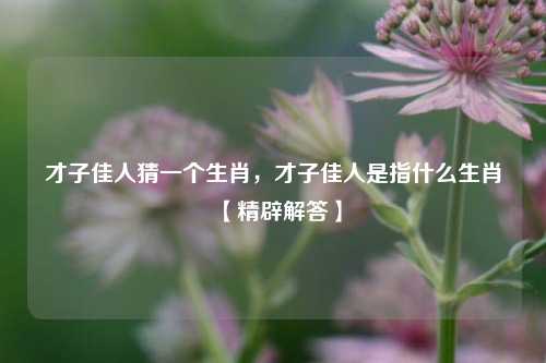 才子佳人猜一个生肖，才子佳人是指什么生肖【精辟解答】