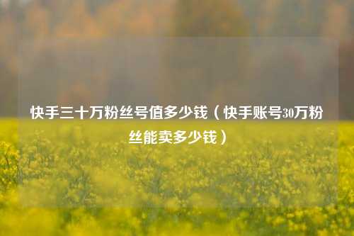 快手三十万粉丝号值多少钱（快手账号30万粉丝能卖多少钱）