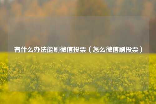 有什么办法能刷微信投票（怎么微信刷投票）